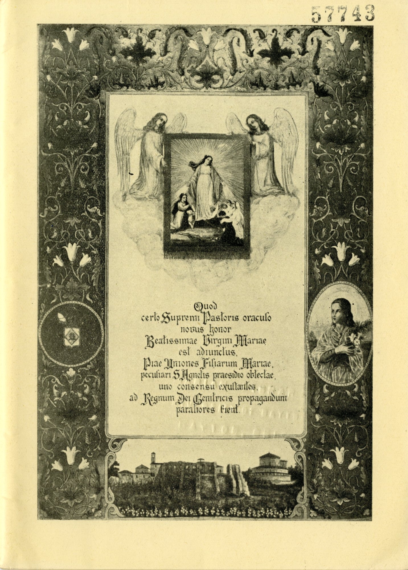 Front piece of a miniature facsimile of Munificentissimus Deus, the Apostolic constitution written by Pope Pius XII declaring the Assumption of Mary as a dogma.